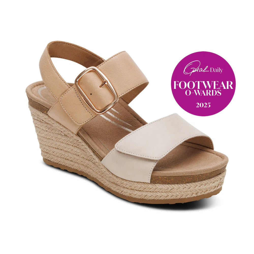 Ashley Buckled Espadrille Wedge in Off White
