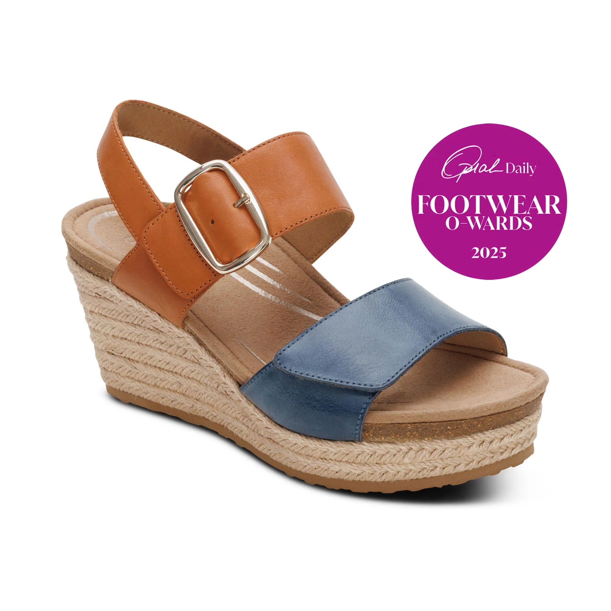 Ashley Buckled Espadrille Wedge in Hazy Blue Multi