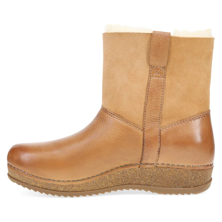 McKenzie Milled Leather Shearling Boot in Tan