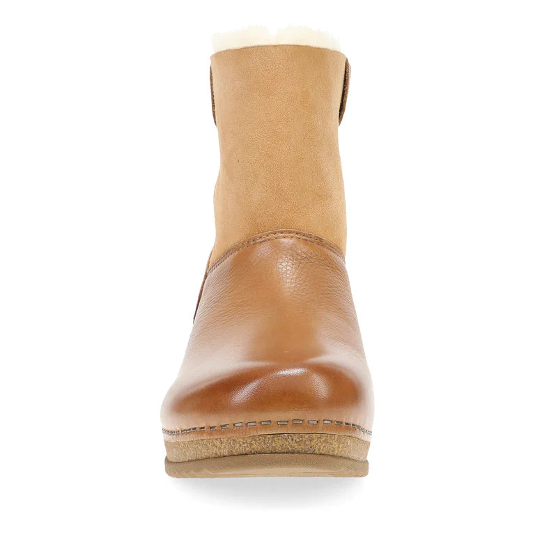 McKenzie Milled Leather Shearling Boot in Tan