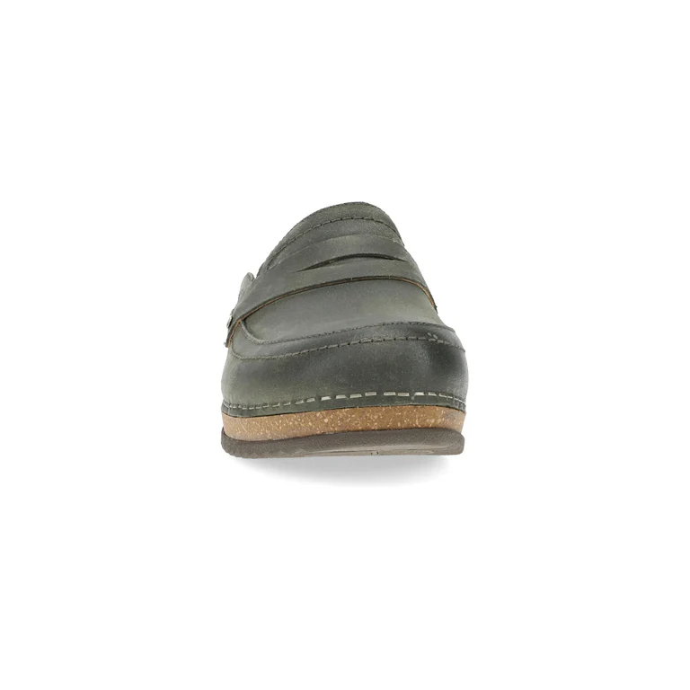 Maggy Leather Clog in Olive