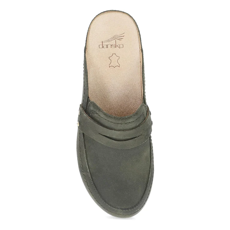 Maggy Leather Clog in Olive