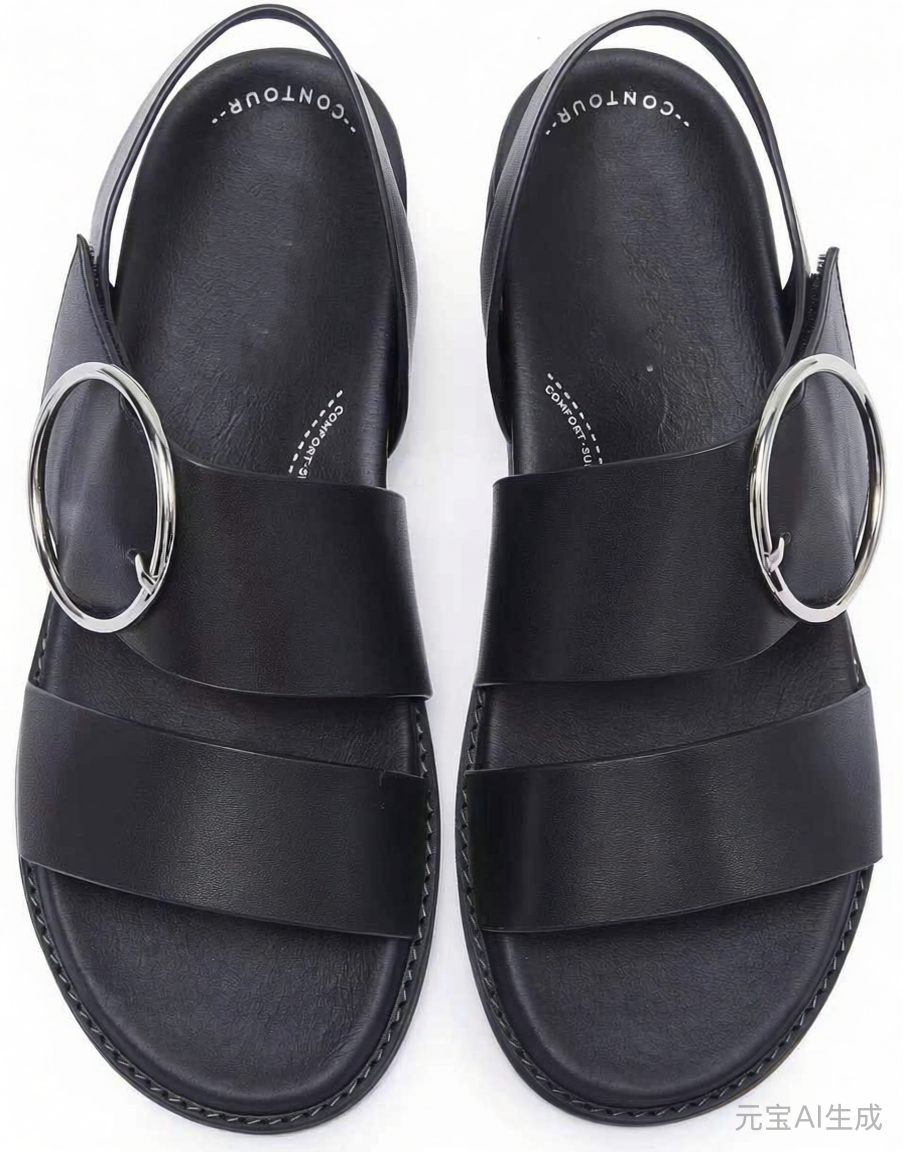 Annalise II Strappy Walking Sandal in Black Leather