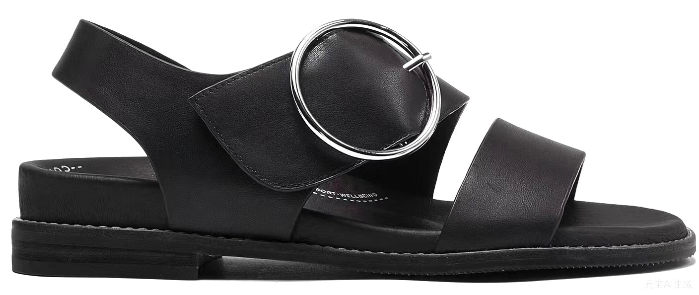 Annalise II Strappy Walking Sandal in Black Leather