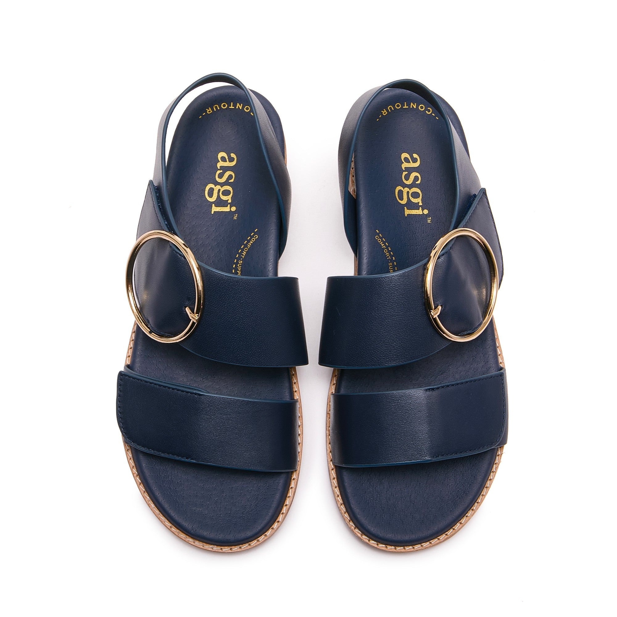 Annalise II Strappy Walking Sandal in Navy Leather