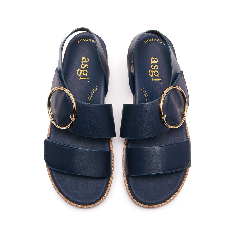 Annalise II Strappy Walking Sandal in Navy Leather
