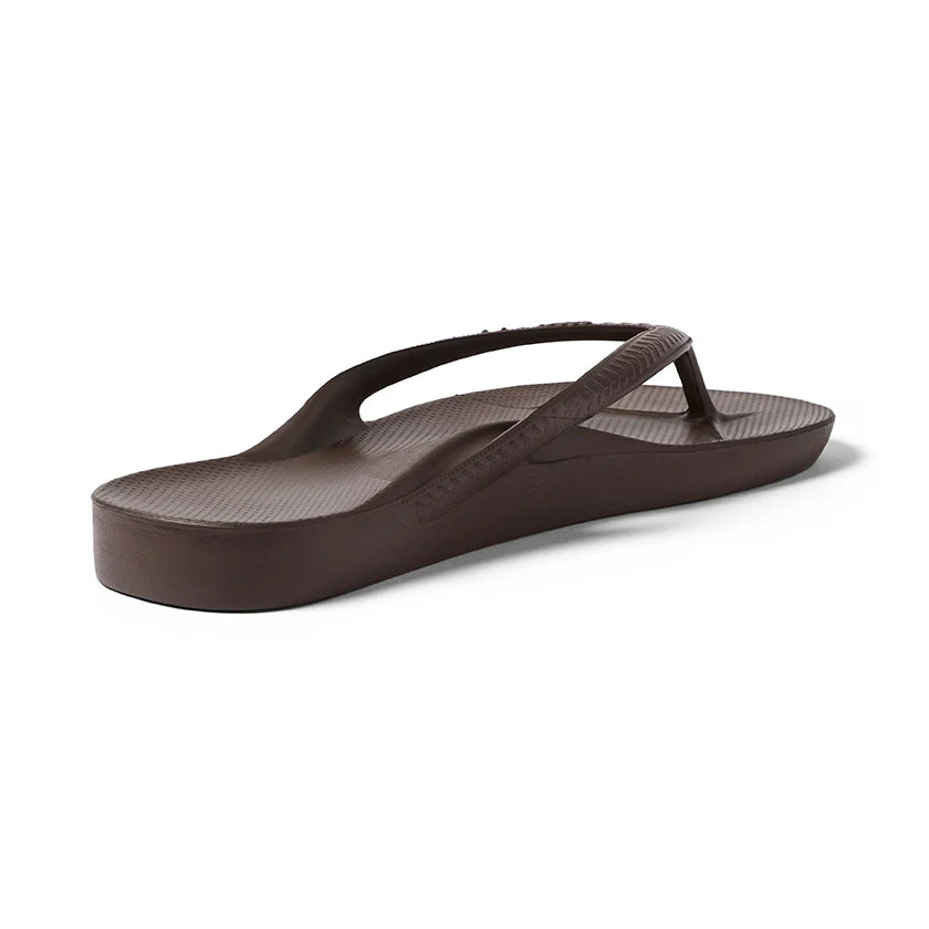 Archies Arch Support Flip Flops in Chocolate Brown
