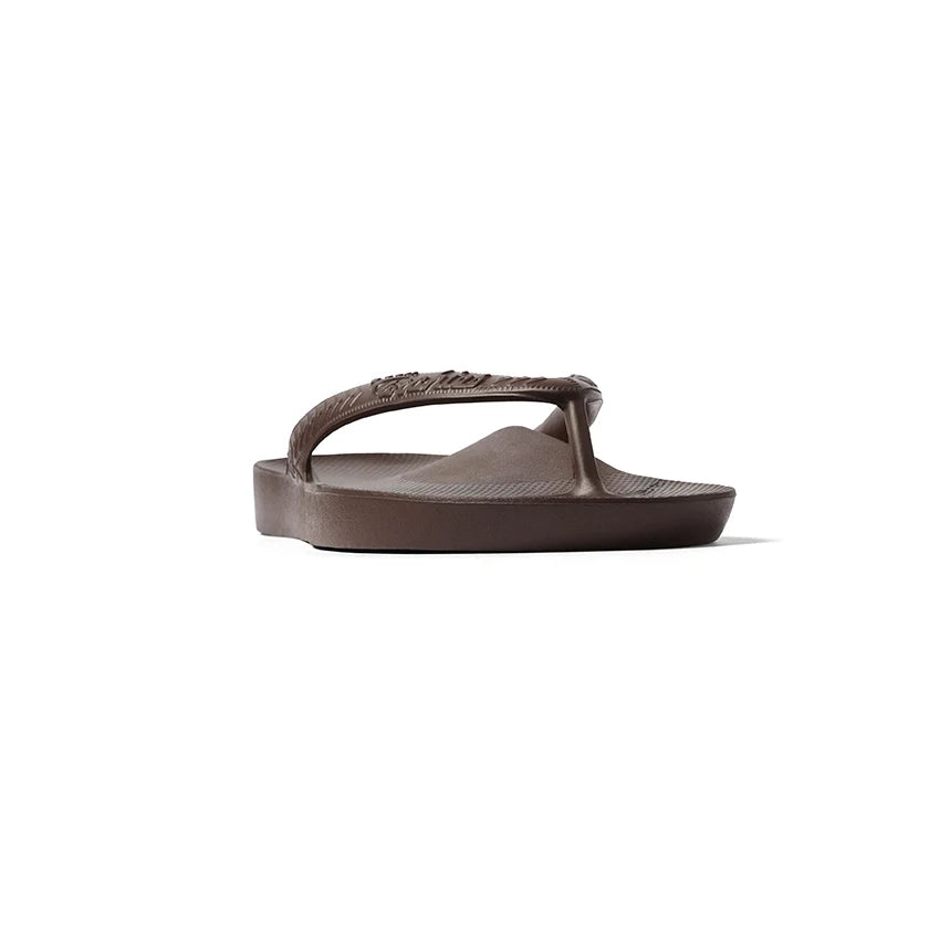 Archies Arch Support Flip Flops in Chocolate Brown