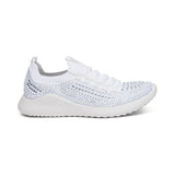 Carly Lace Up Sneaker in White Sparkle