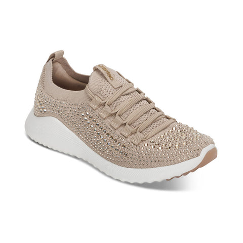 Carly Sparkle Lace Up Sneaker in Tan