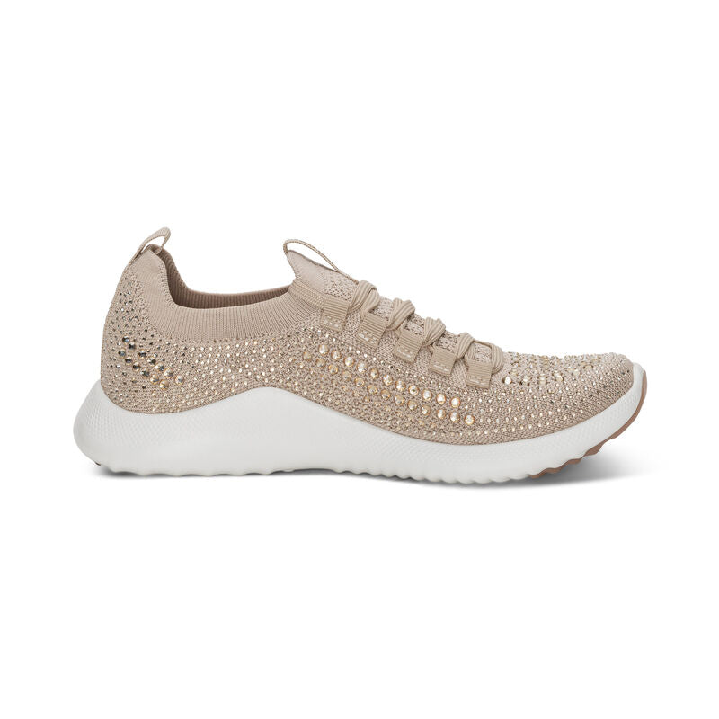 Carly Sparkle Lace Up Sneaker in Tan