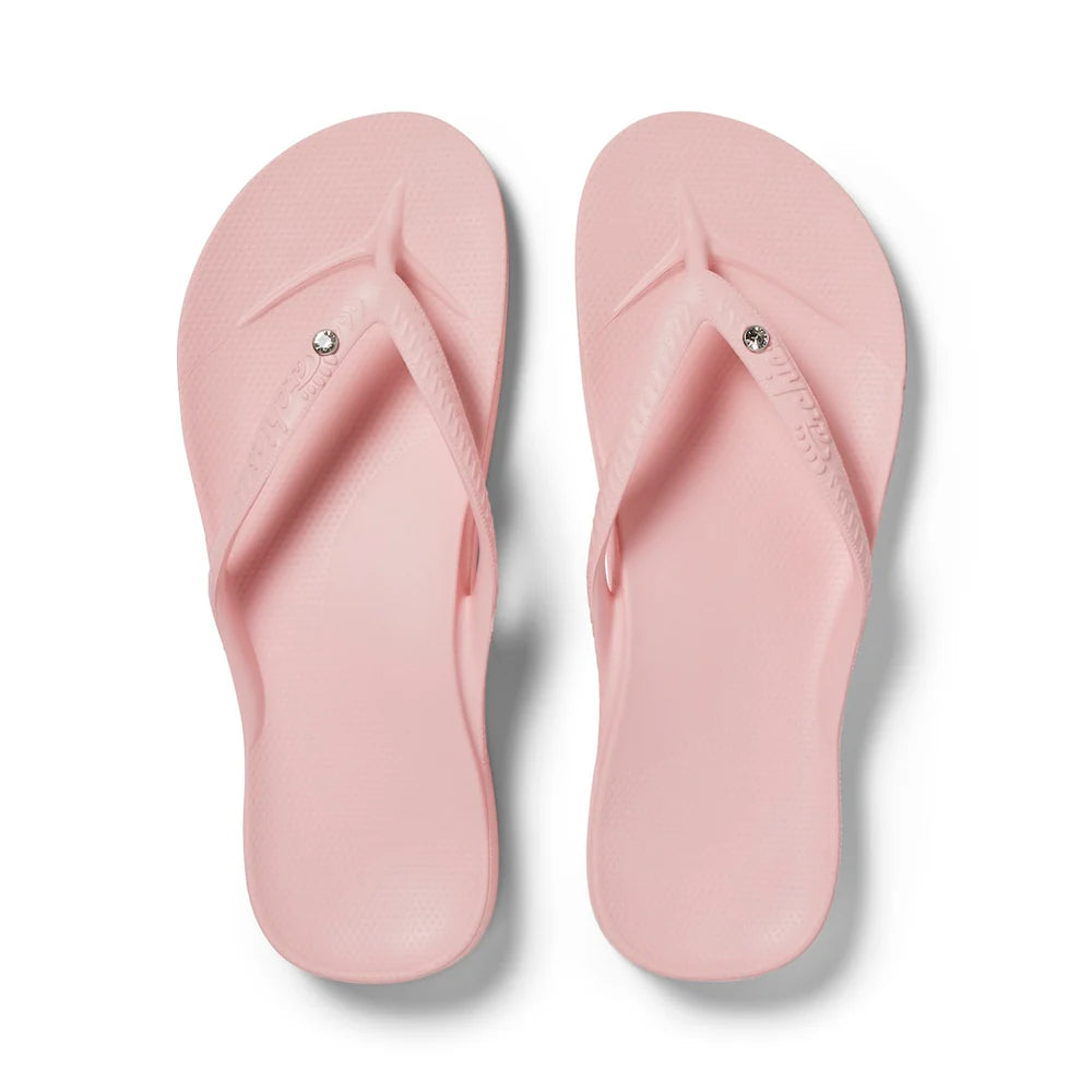 Archies Arch Support Flip Flops in Crystal Pink