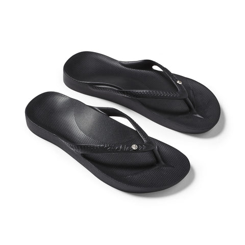 Archies Arch Support Flip Flops in Crystal Black
