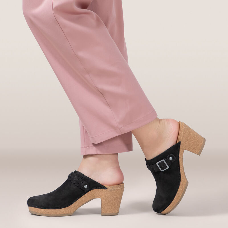 Corey Heeled Clog in Black CLOSEOUTS