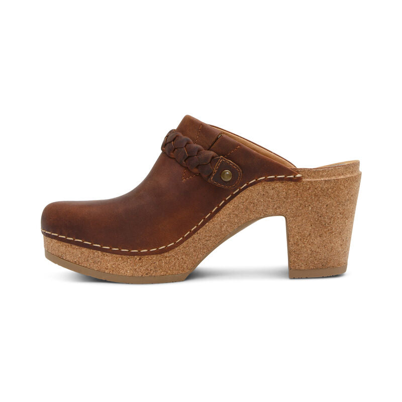 Corey Heeled Clog in Brown CLOSEOUTS