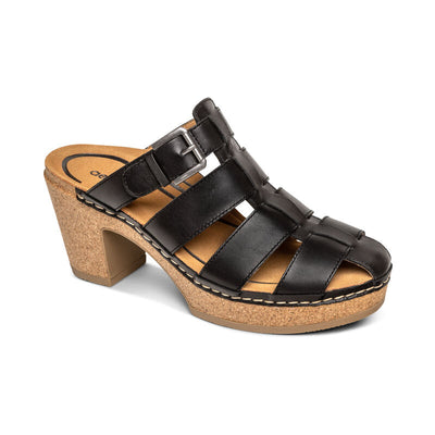 Cally Fisherman Cork Heel in Black CLOSEOUTS