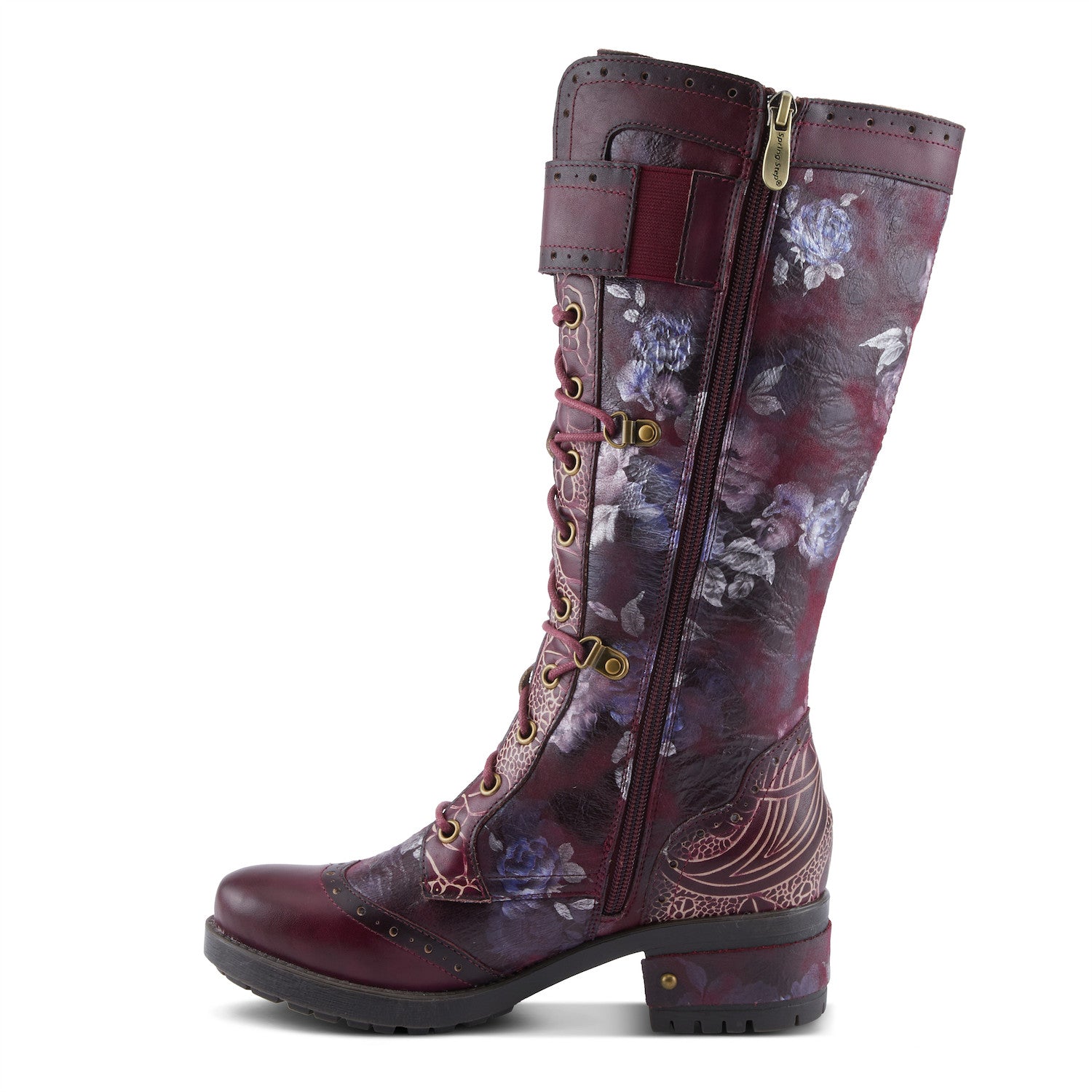 Kisha-Boss Stylish Leather Boot in Plum Multi