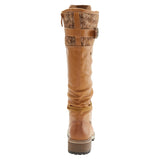 Chilly Knit Cuff Mixed Media Tall Vegan Boot in Camel CLOSEOUTS