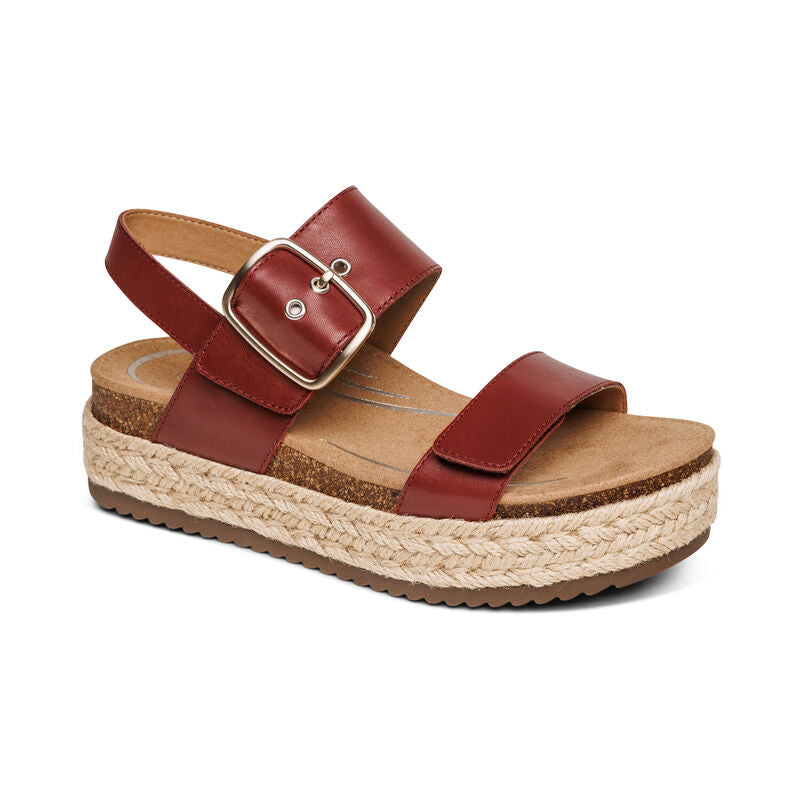 Vania Platform Espadrille Sandal in Red