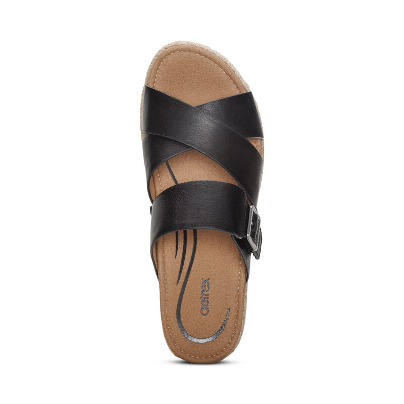 Alyssa Platform Espadrille Slide Sandal in Black CLOSEOUTS