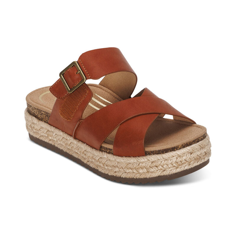 Alyssa Platform Espadrille Slide Sandal in Cognac CLOSEOUTS