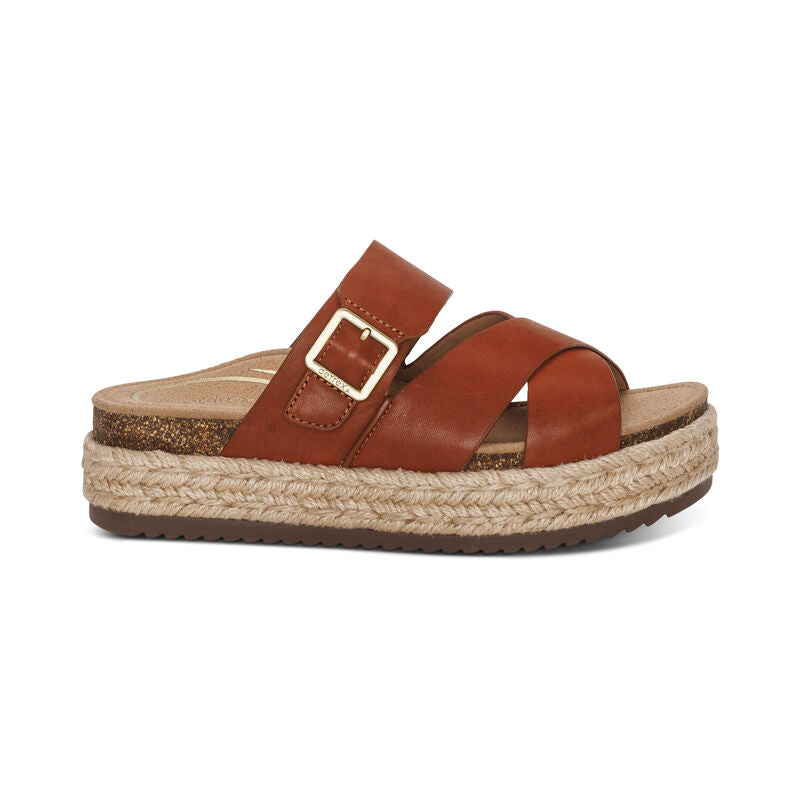 Alyssa Platform Espadrille Slide Sandal in Cognac CLOSEOUTS