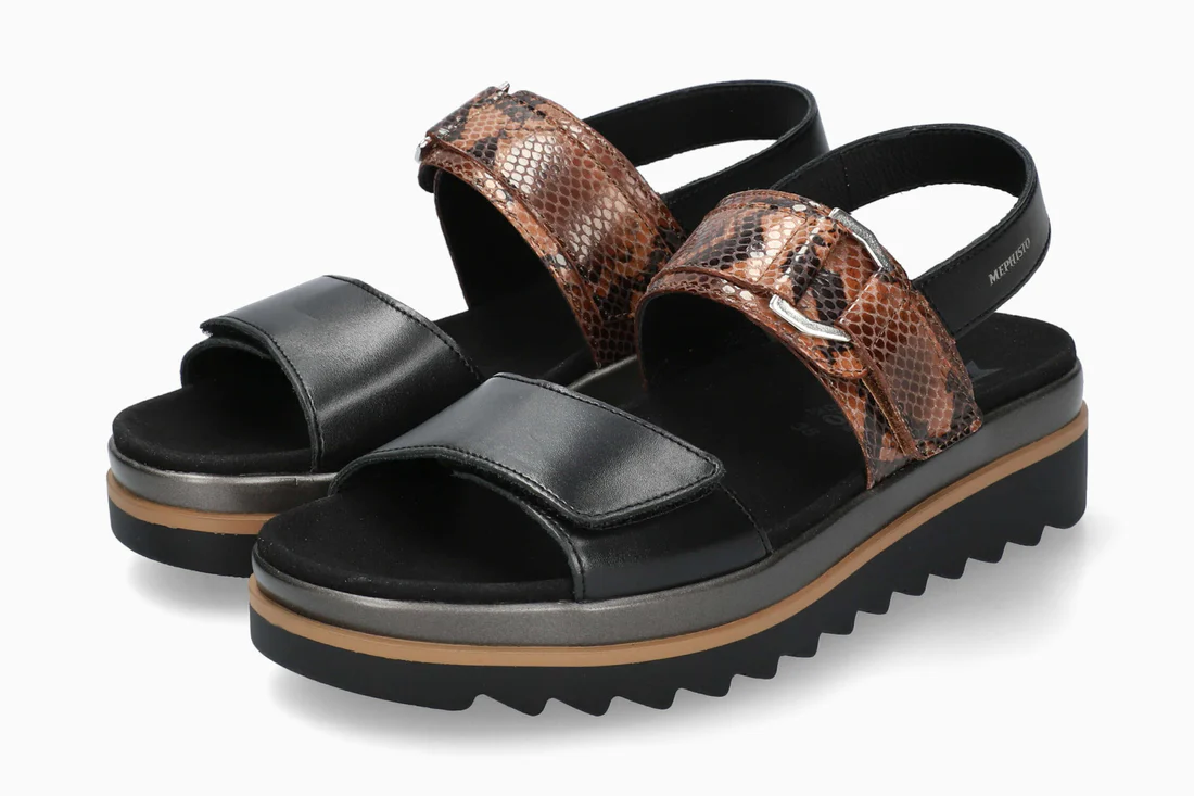 Dakota Casual Buckle Platform Sandal in Black Boa