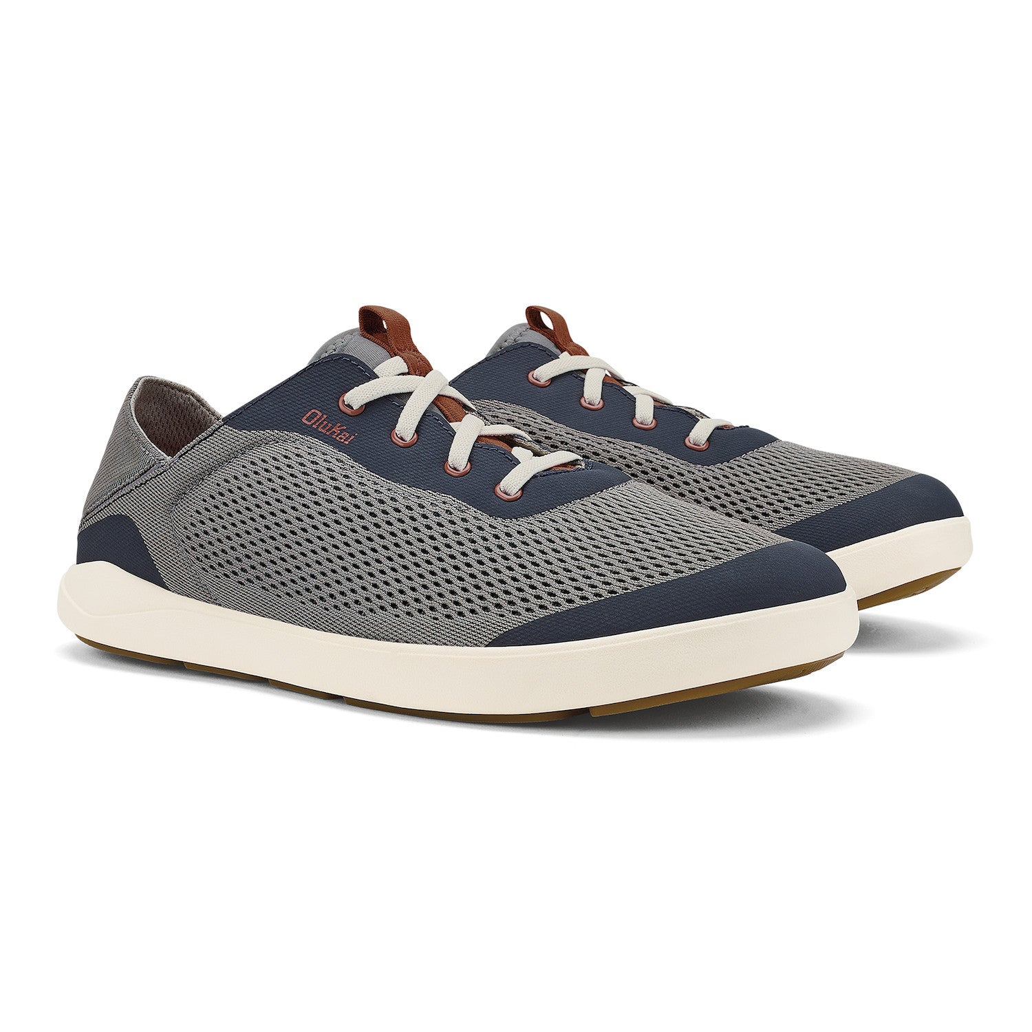 Moku Pae Men's No Tie Boat Shoe in Ash with Trench Blue