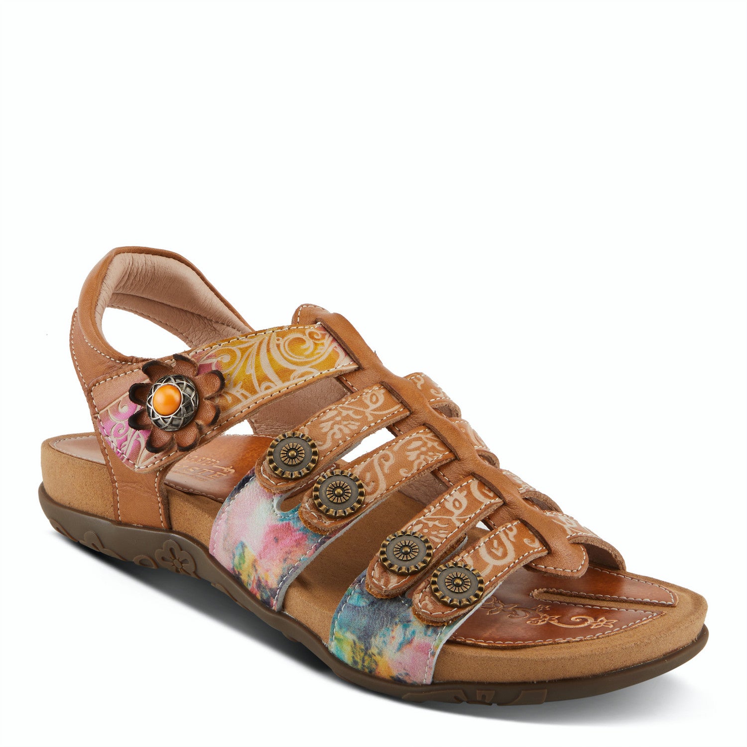 Actionetta Gladiator Sandal in Camel Multi