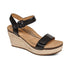 Sydney Quarter Strap Espadrille Wedge in Black Leather