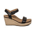 Sydney Quarter Strap Espadrille Wedge in Black Leather