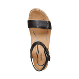 Sydney Quarter Strap Espadrille Wedge in Black Leather CLOSEOUTS