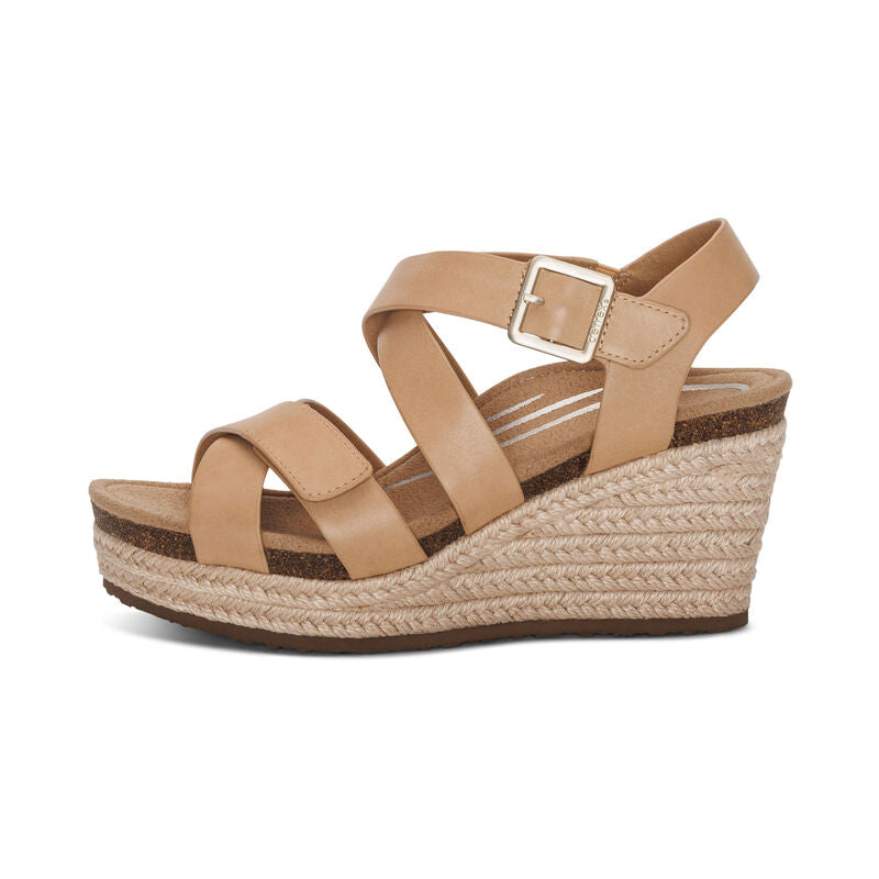 Anna Strappy Espadrille Wedge Sandal in Sand