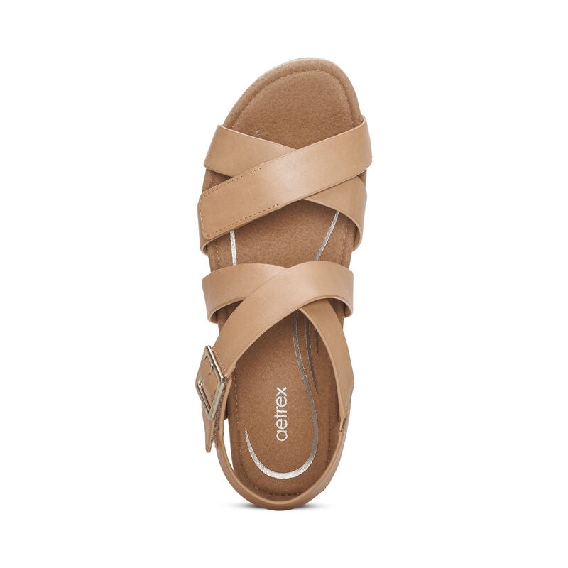 Anna Strappy Espadrille Wedge Sandal in Sand