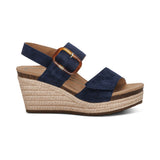 Ashley Buckled Espadrille Wedge in Navy