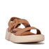 F-Mode Platform Buckled Leather Backstrap Sandal in Latte Tan CLOSEOUTS