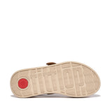 F-Mode Platform Buckled Leather Backstrap Sandal in Latte Tan CLOSEOUTS