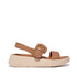 F-Mode Platform Buckled Leather Backstrap Sandal in Latte Tan CLOSEOUTS