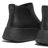 F-Mode Platform Leather Zip Up Boot in Black CLOSEOUTS