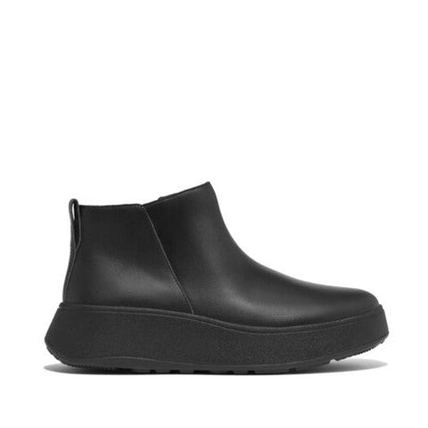 F-Mode Platform Leather Zip Up Boot in Black CLOSEOUTS