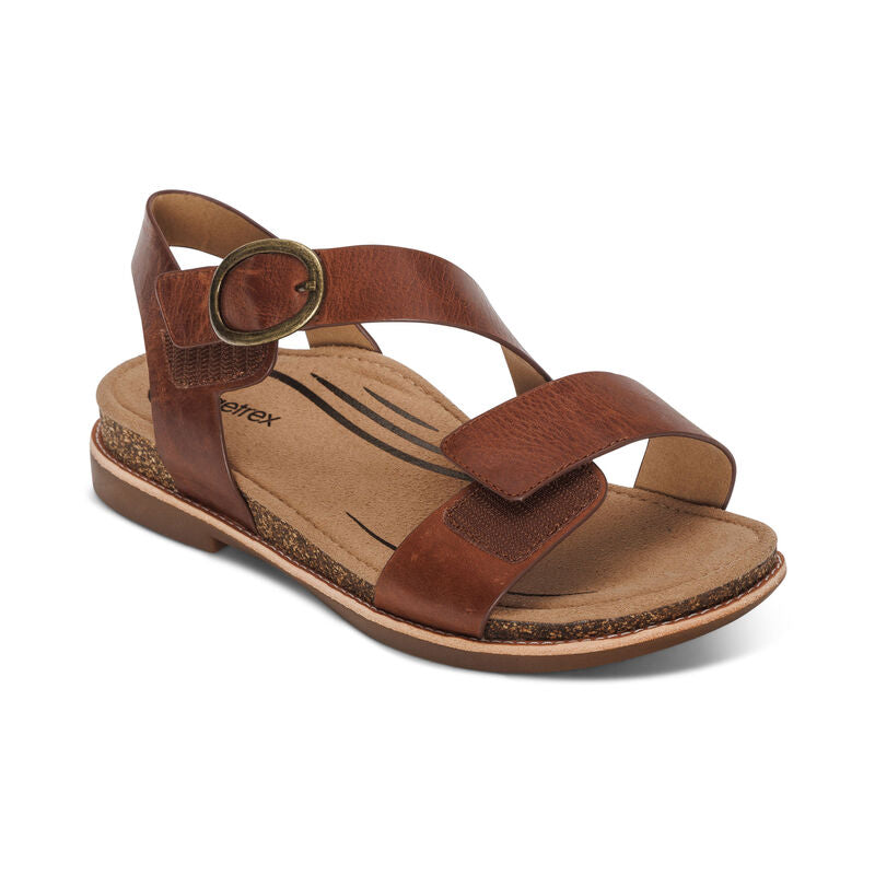 Tamara Adjustable Low Heel Sandal in Walnut