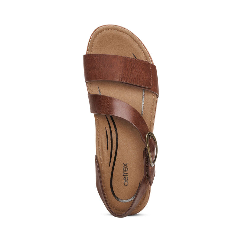 Tamara Adjustable Low Heel Sandal in Walnut