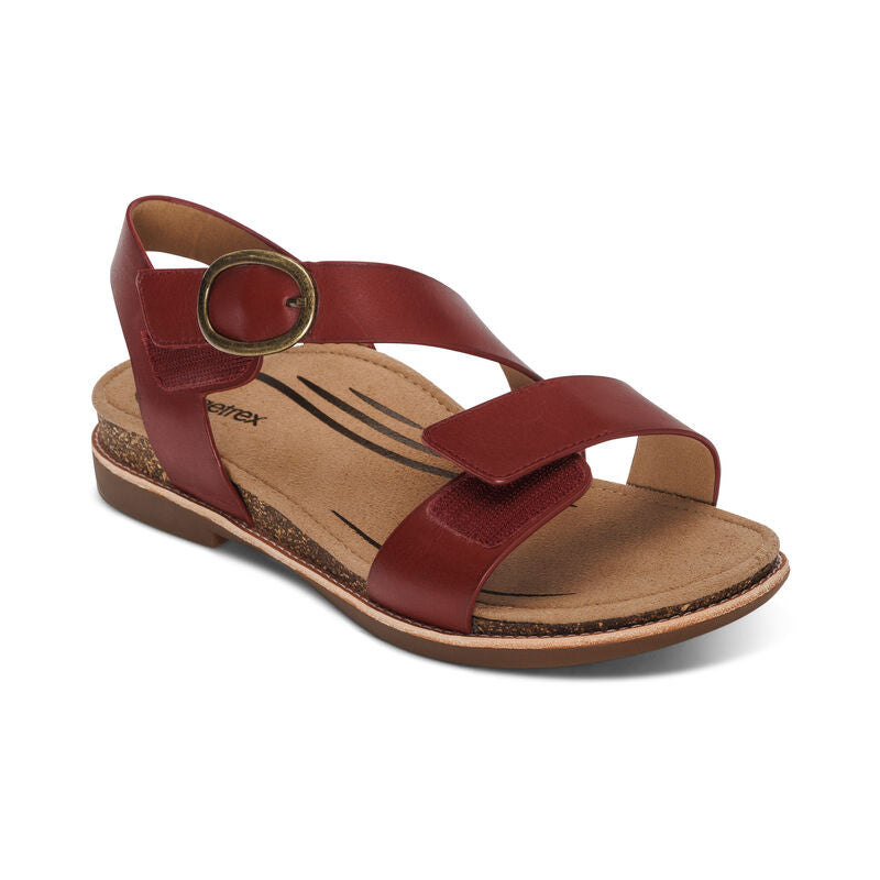 Tamara Adjustable Low Heel Sandal in Red