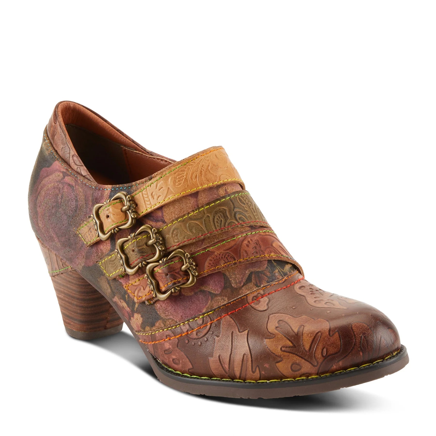 Graphic Triple Belted Bootlet in Brown