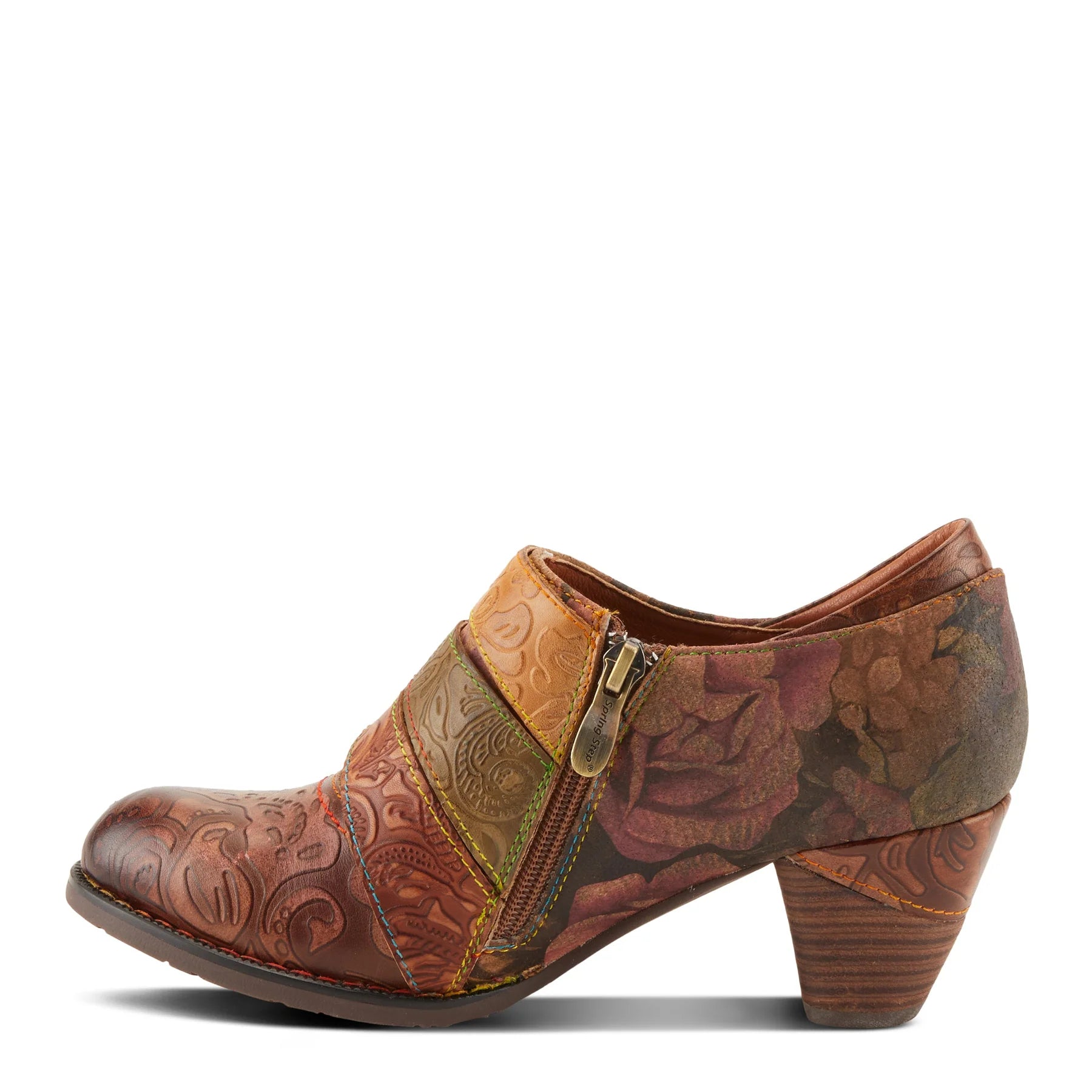 Graphic Triple Belted Bootlet in Brown