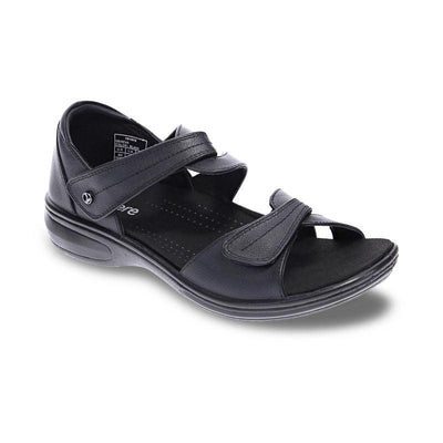 Geneva Strappy Adjustable Sandal in Black Leather CLOSEOUTS