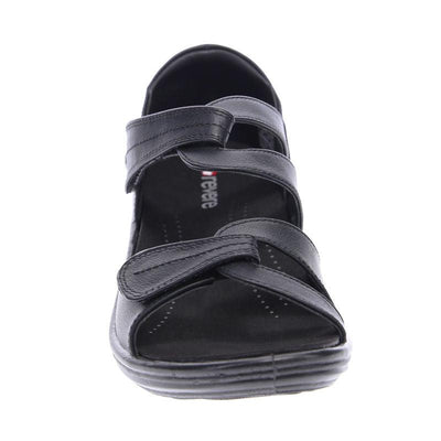 Geneva Strappy Adjustable Sandal in Black Leather CLOSEOUTS