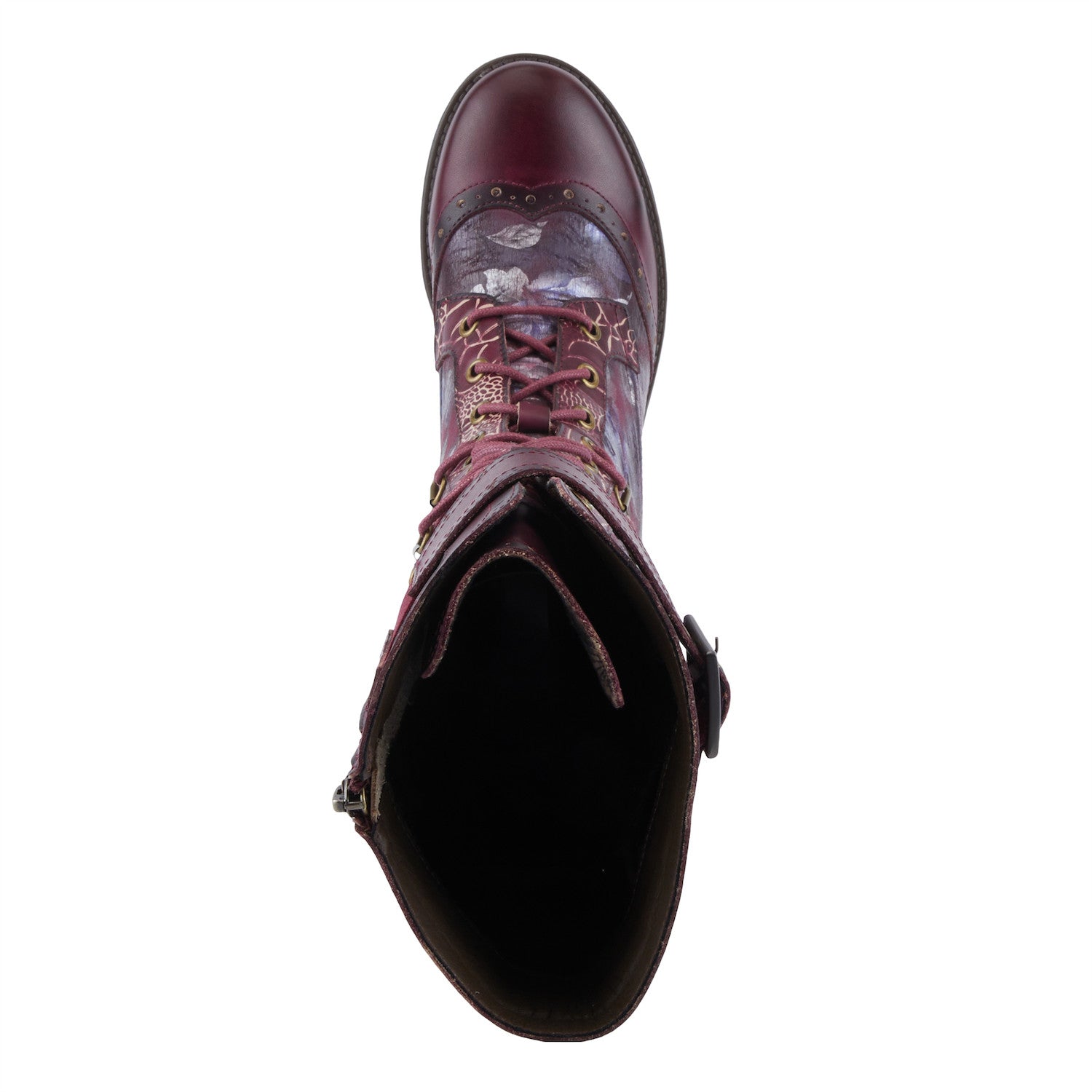 Kisha-Boss Stylish Leather Boot in Plum Multi