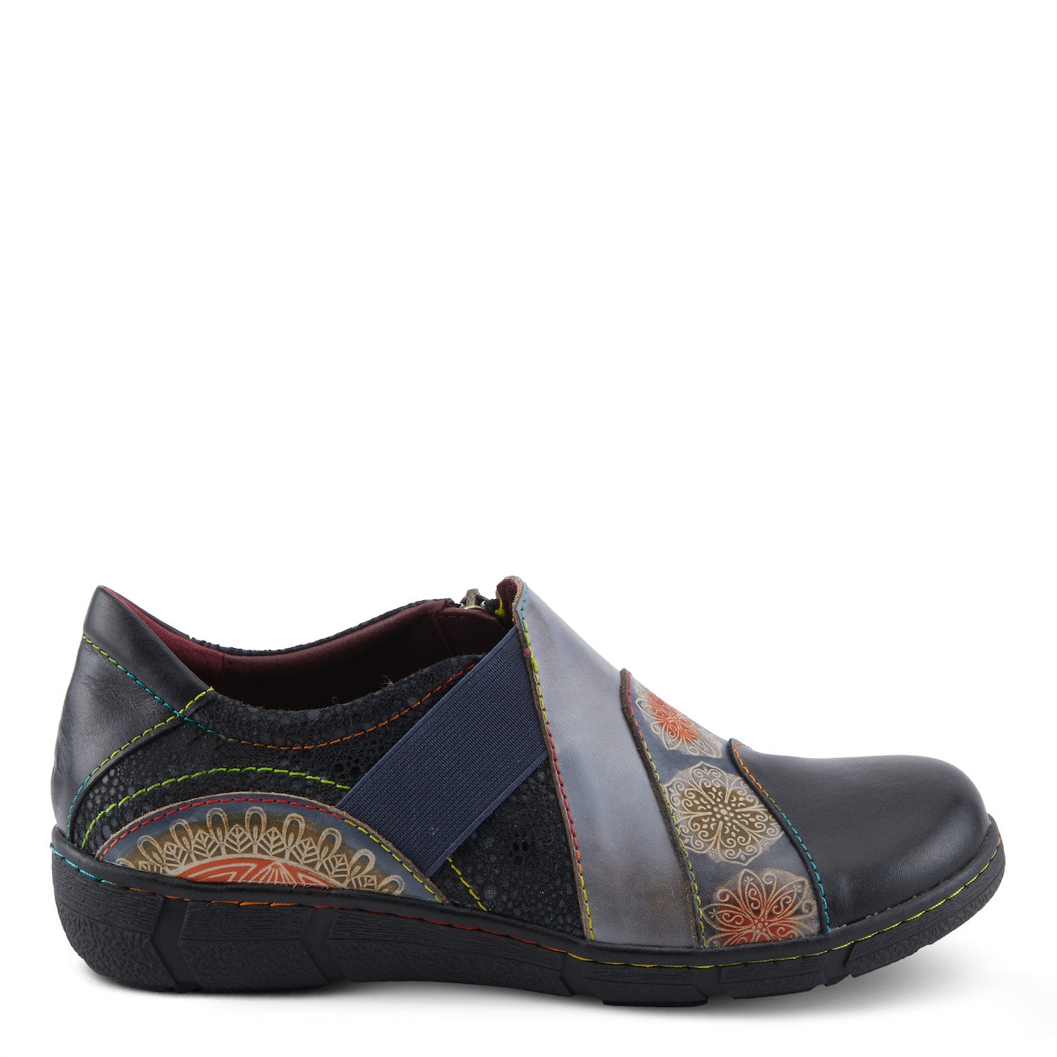 Lata Burnished Leather Clog in Black Multi