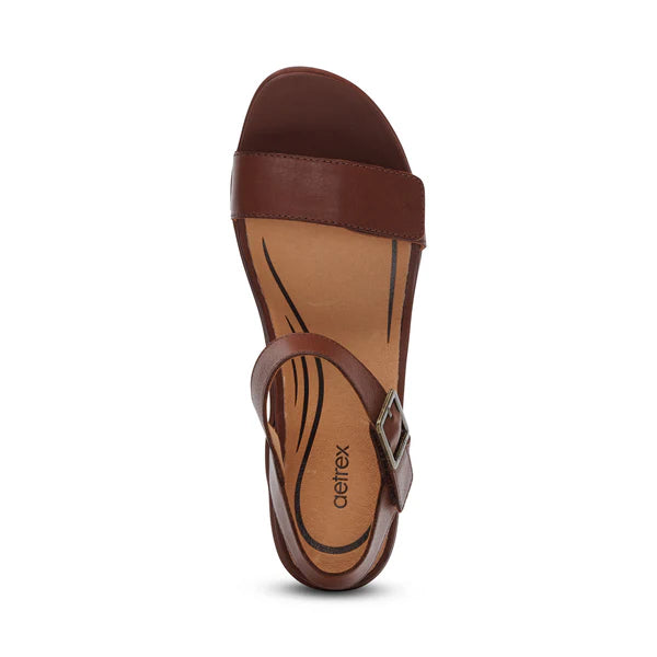 Andrea Quarter Strap Wedge In Walnut
